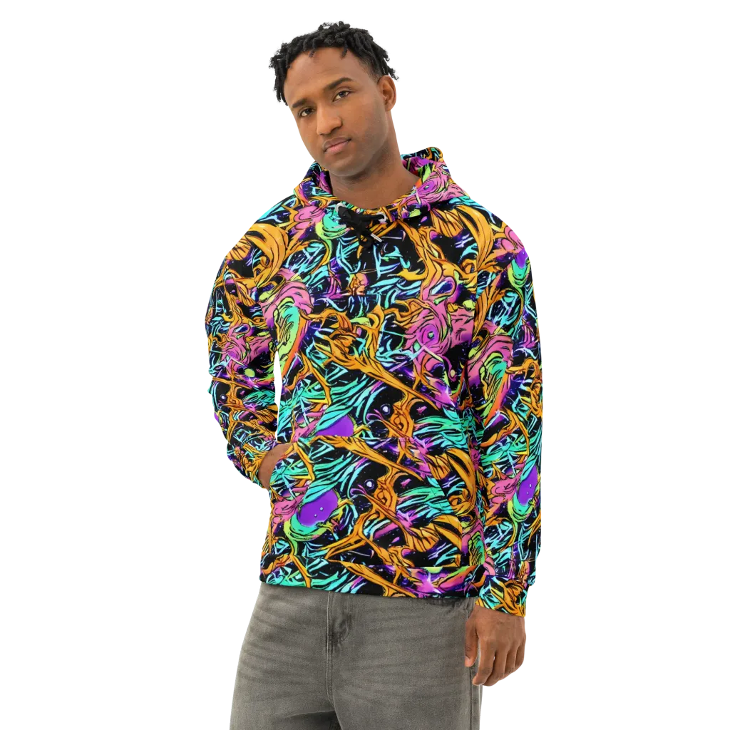 Electric Fluidity on Cotton Hoodie — Left Front