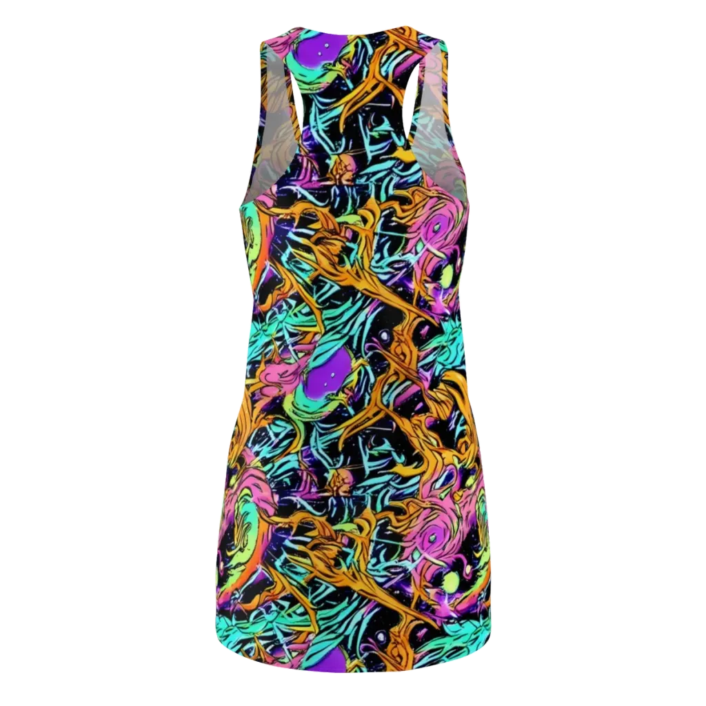 Electric Fluidity on Racerback Dress — Back