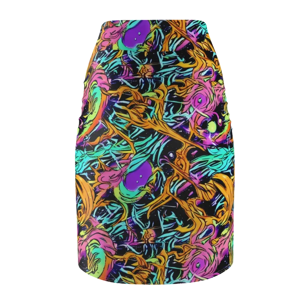 Electric Fluidity on Pencil Skirt — Back