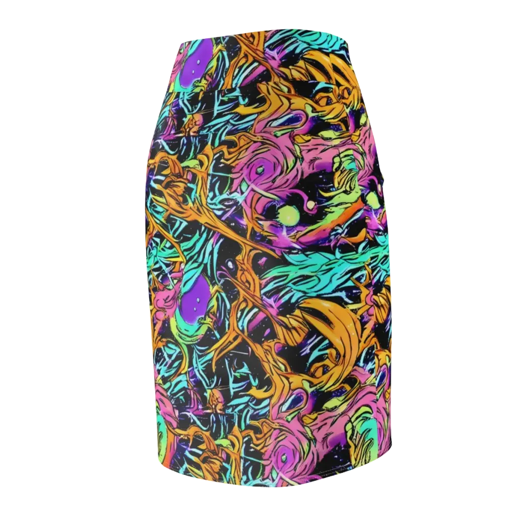 Electric Fluidity on Pencil Skirt — Back Side
