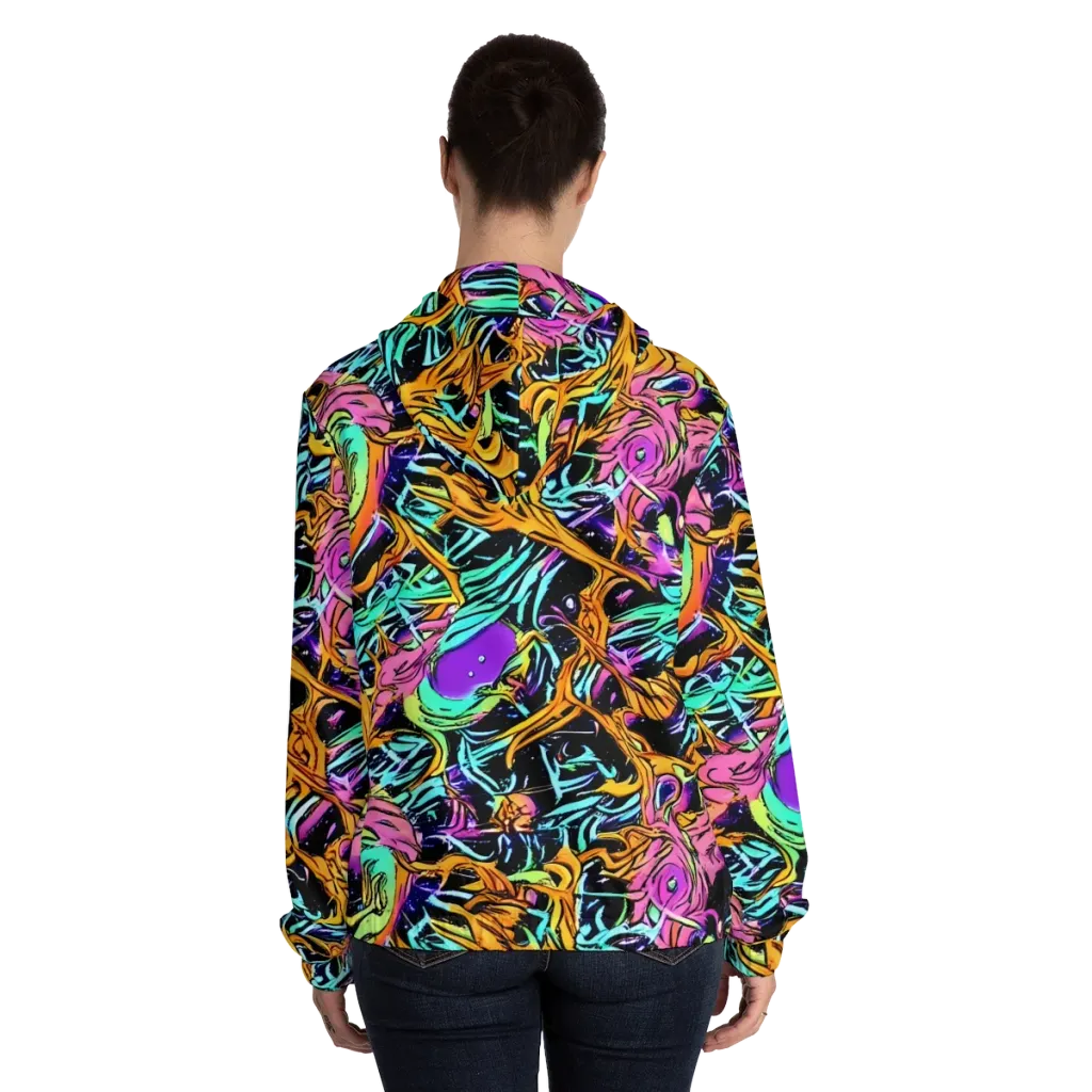 Electric Fluidity on Women's Full-Zip Hoodie — Back On Person