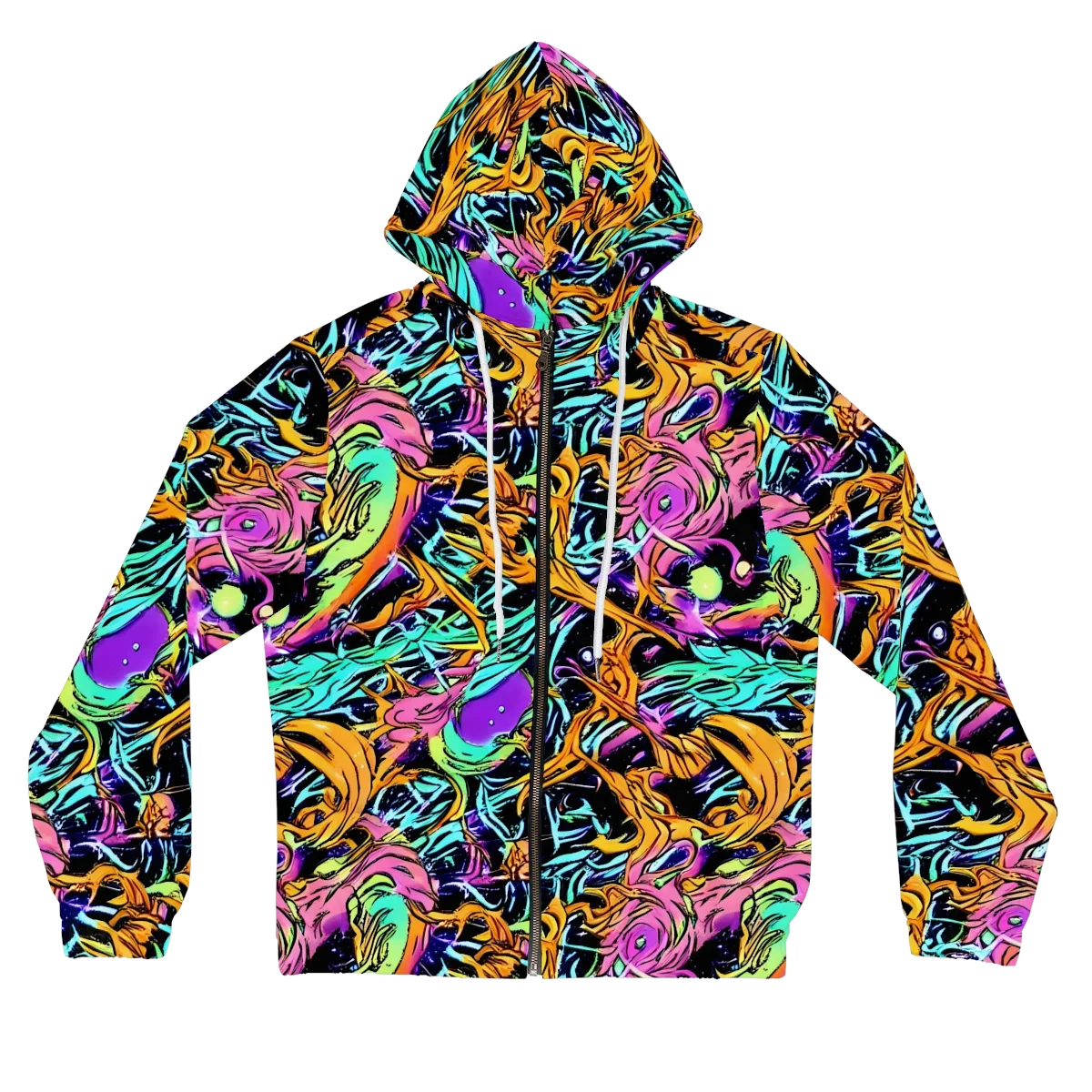 Electric Fluidity on Women's Full-Zip Hoodie — Front