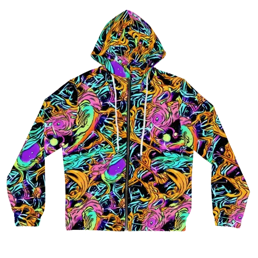 Electric Fluidity on a Women's Full-Zip Hoodie