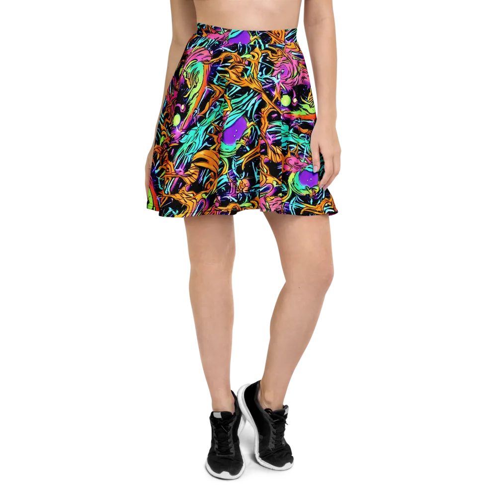 Electric Fluidity on Skater Skirt — Front