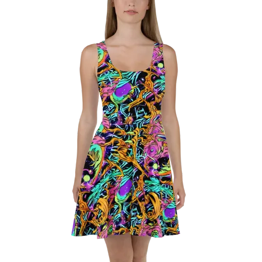 Electric Fluidity on a Skater Dress