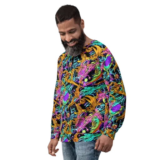 Electric Fluidity on a Sweatshirt