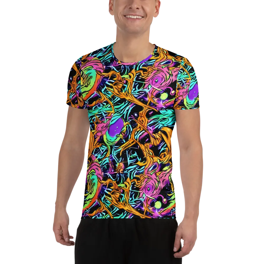Electric Fluidity on Men's Athletic T-Shirt — Front