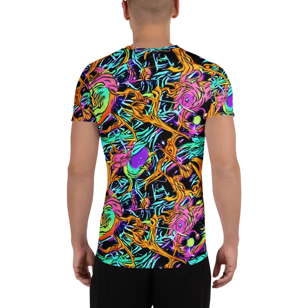 Electric Fluidity on Men's Athletic T-Shirt — Back