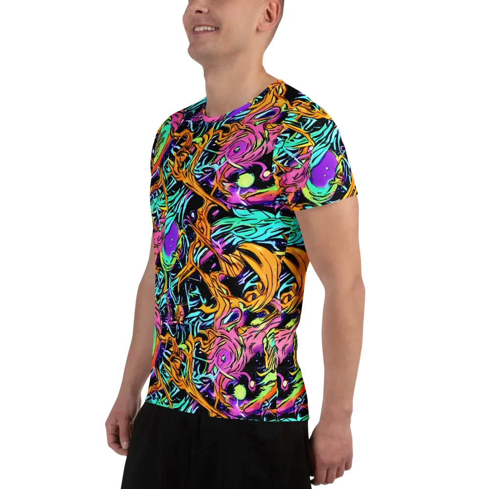 Electric Fluidity on Men's Athletic T-Shirt — Left