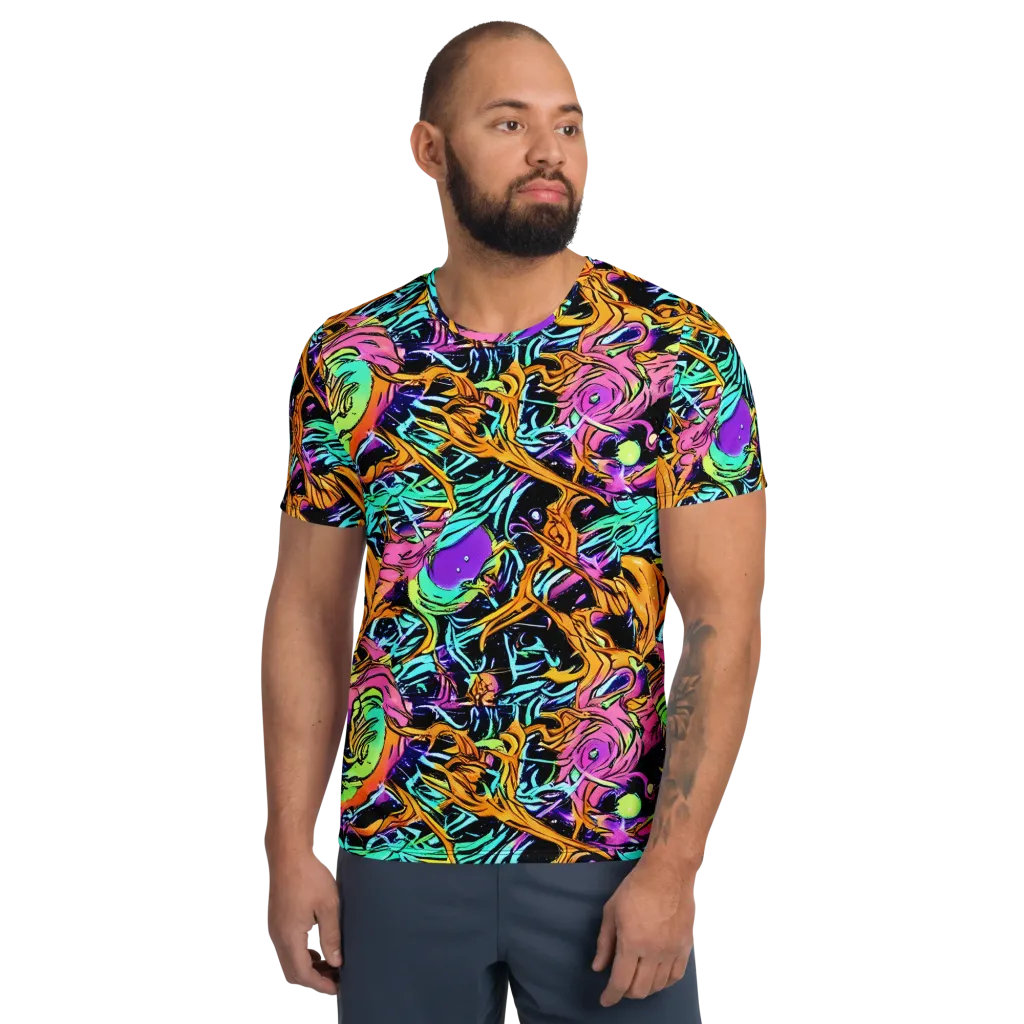 Electric Fluidity on Men's Athletic T-Shirt — Front