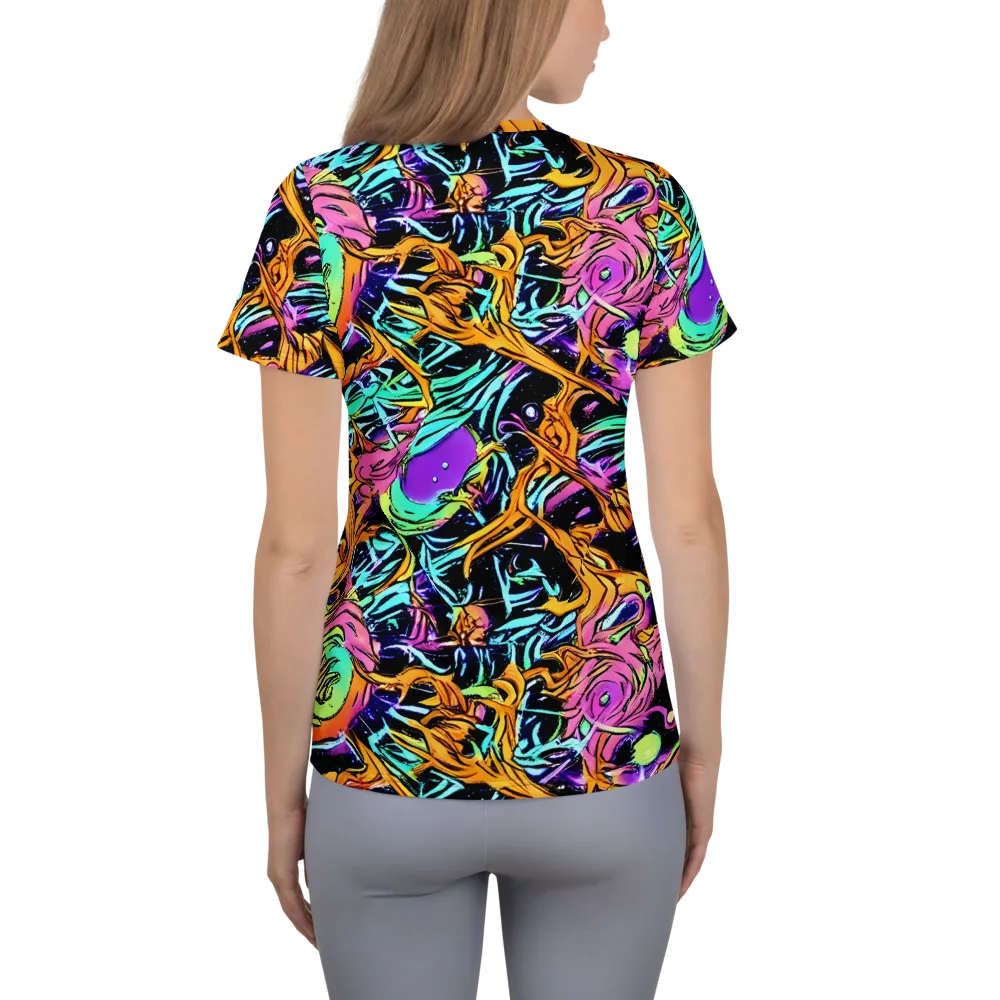 Electric Fluidity on Women's Athletic T-Shirt — Back