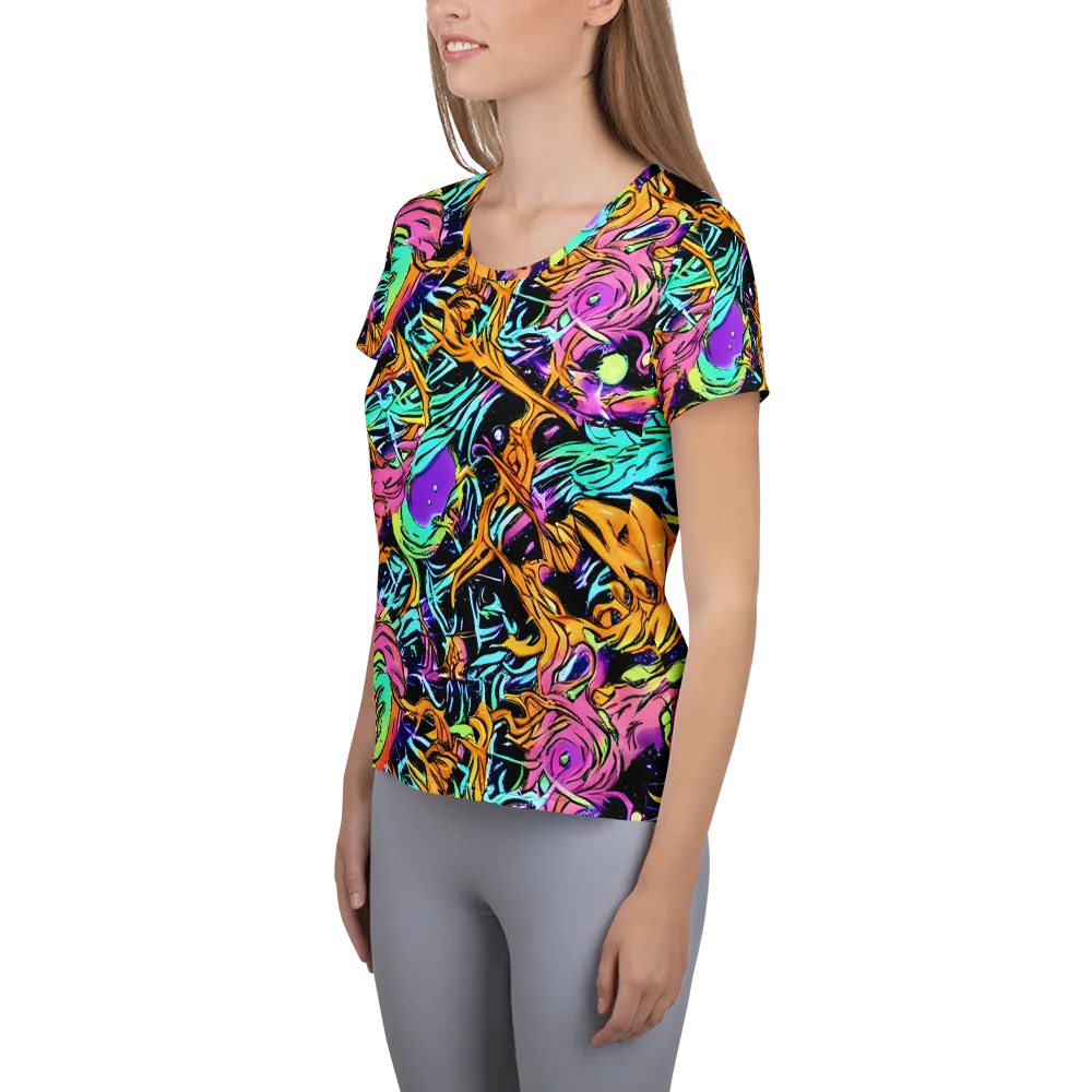 Electric Fluidity on Women's Athletic T-Shirt — Left