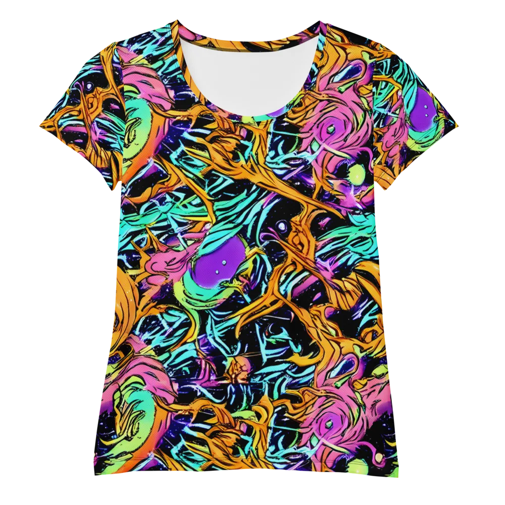 Electric Fluidity on Women's Athletic T-Shirt — Front
