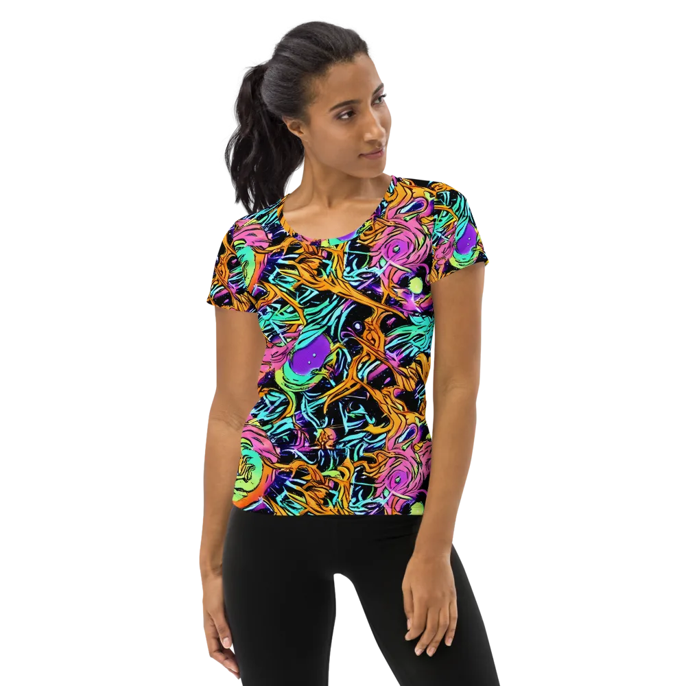 Electric Fluidity on Women's Athletic T-Shirt — Front