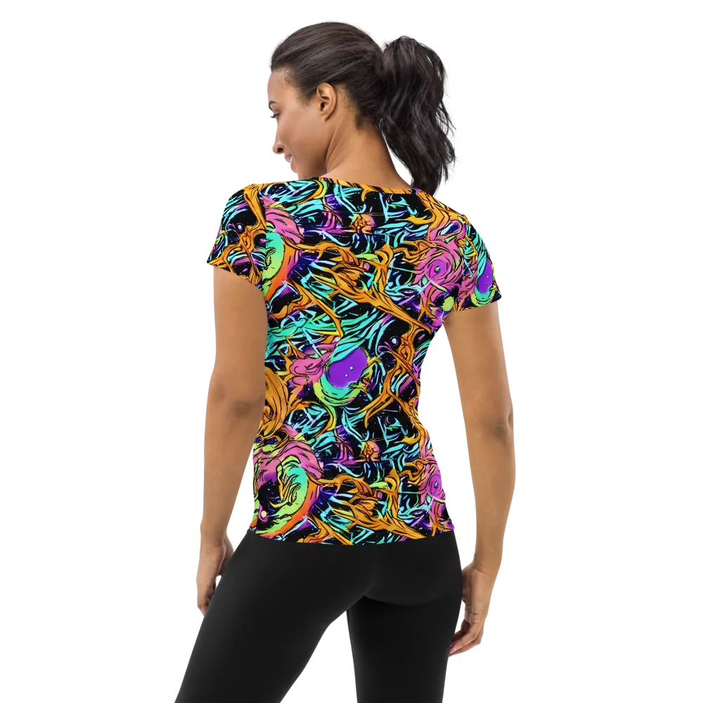 Electric Fluidity on Women's Athletic T-Shirt — Back