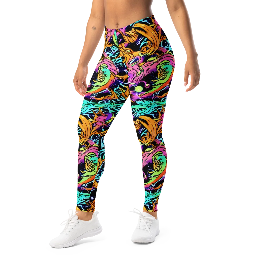 Electric Fluidity on Leggings — Left Front