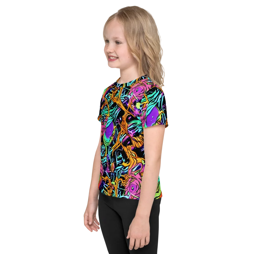 Electric Fluidity on Kids Crew Neck T-Shirt — Left