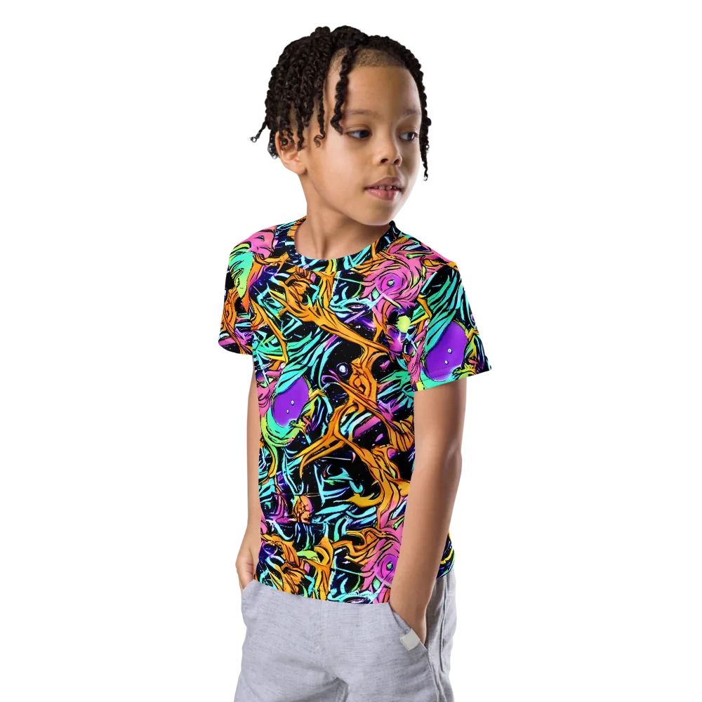 Electric Fluidity on Kids Crew Neck T-Shirt — Left Front