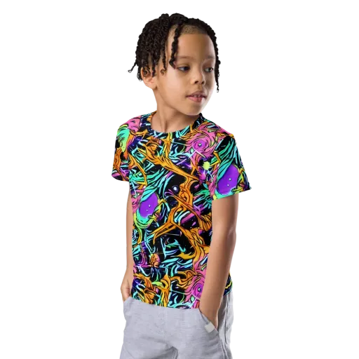 Electric Fluidity on a Kids Crew Neck T-Shirt