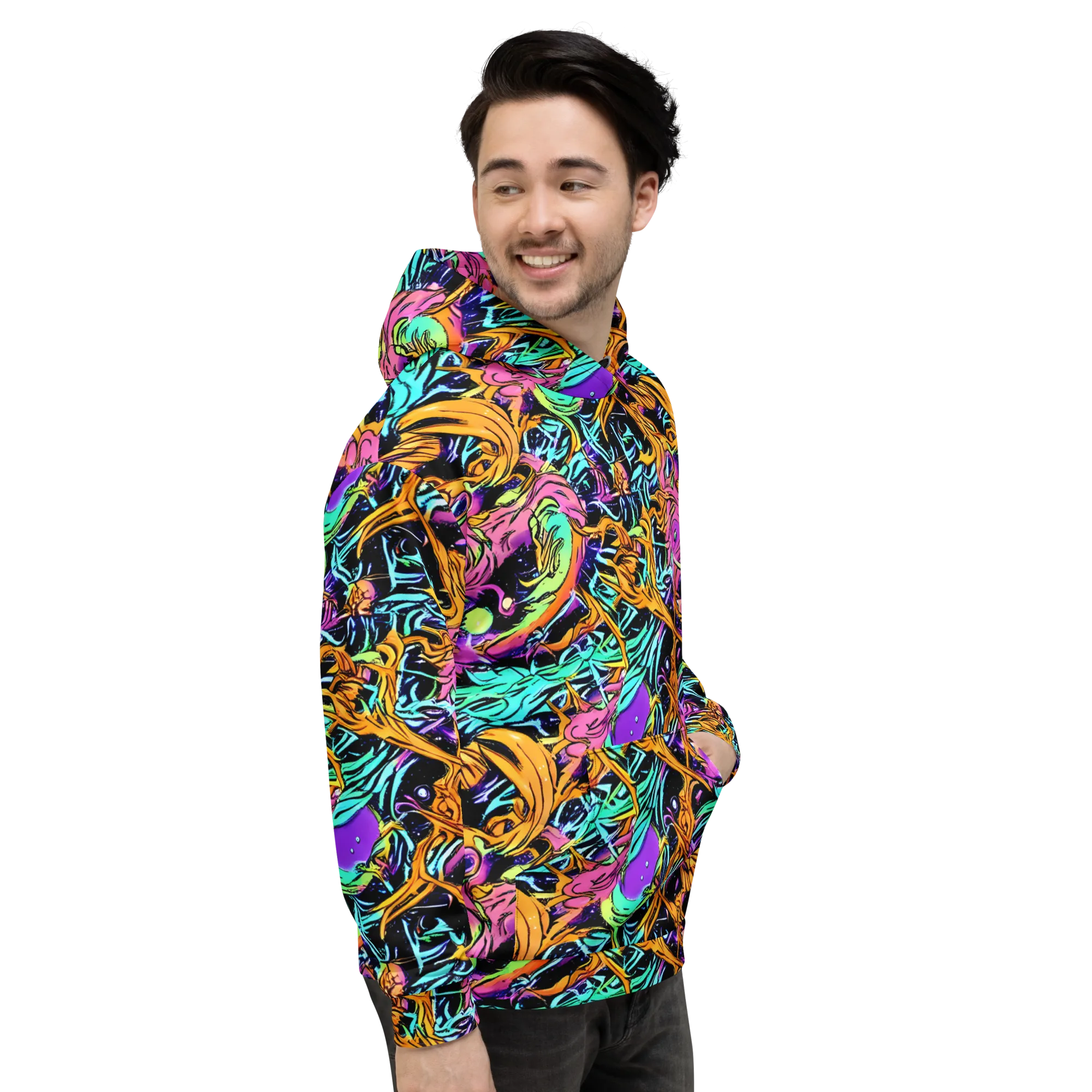 Electric Fluidity on Hoodie — Right
