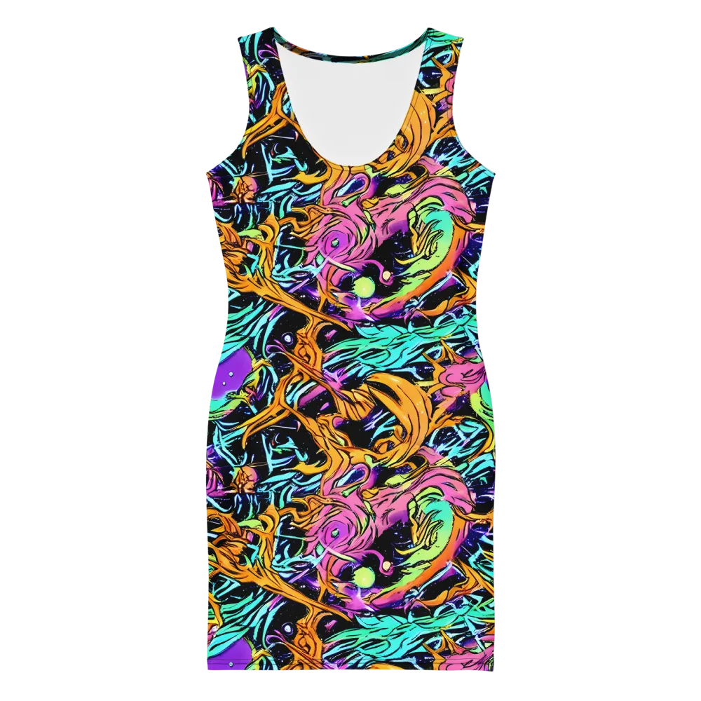 Electric Fluidity on Bodycon Dress — Front