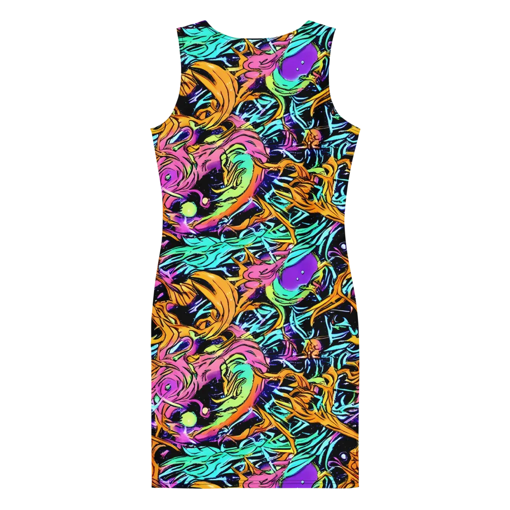 Electric Fluidity on Bodycon Dress — Back