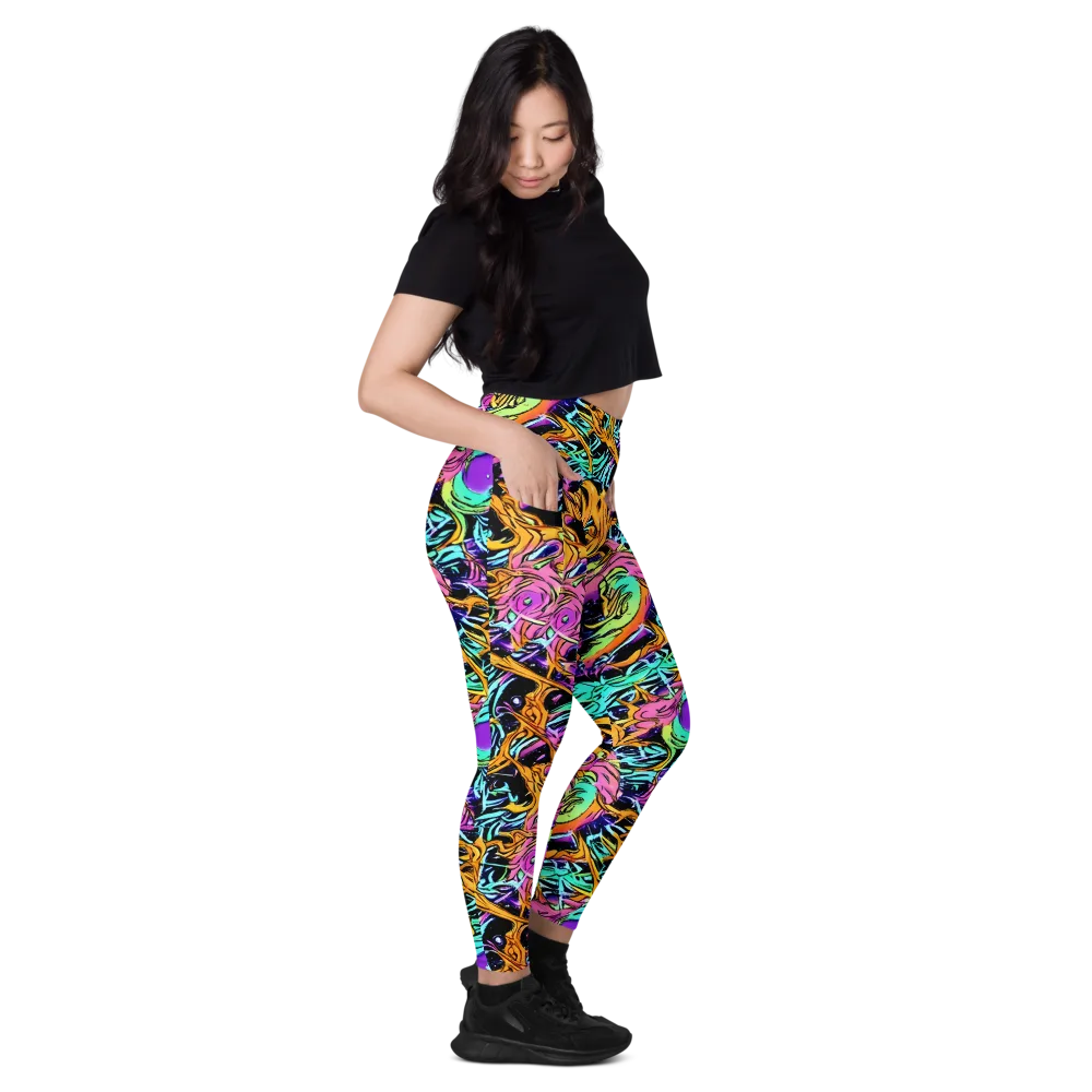 Electric Fluidity on Leggings with Pockets — Right