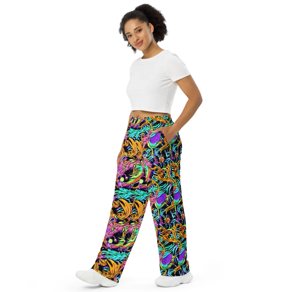Electric Fluidity on Wide-Leg Pants — Left Front