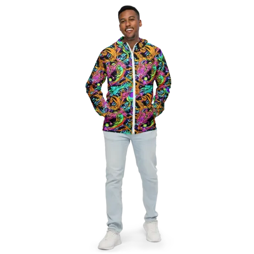 Electric Fluidity on a Men's Windbreaker