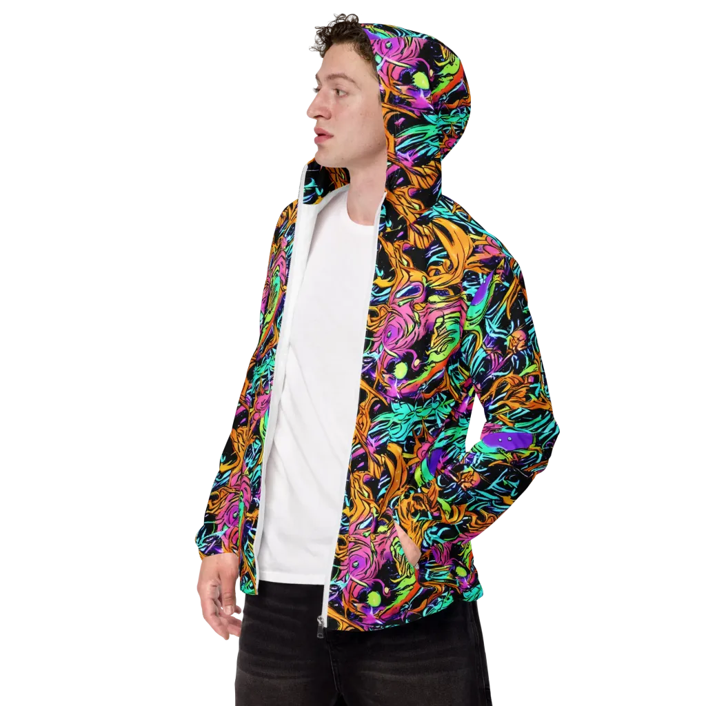 Electric Fluidity on Men's Windbreaker — Left Front