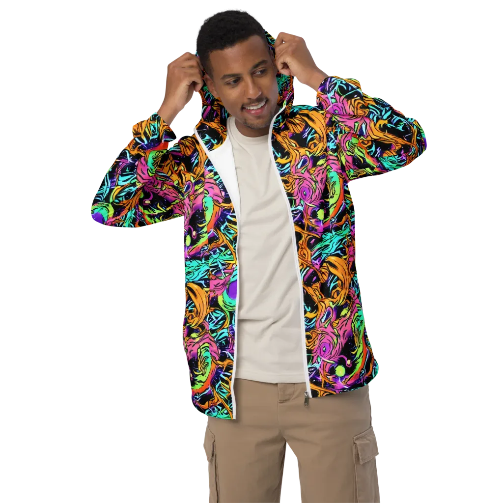 Electric Fluidity on Men's Windbreaker — Front