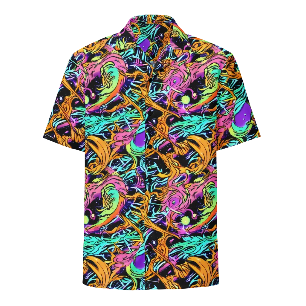 Electric Fluidity on Button Shirt — Front