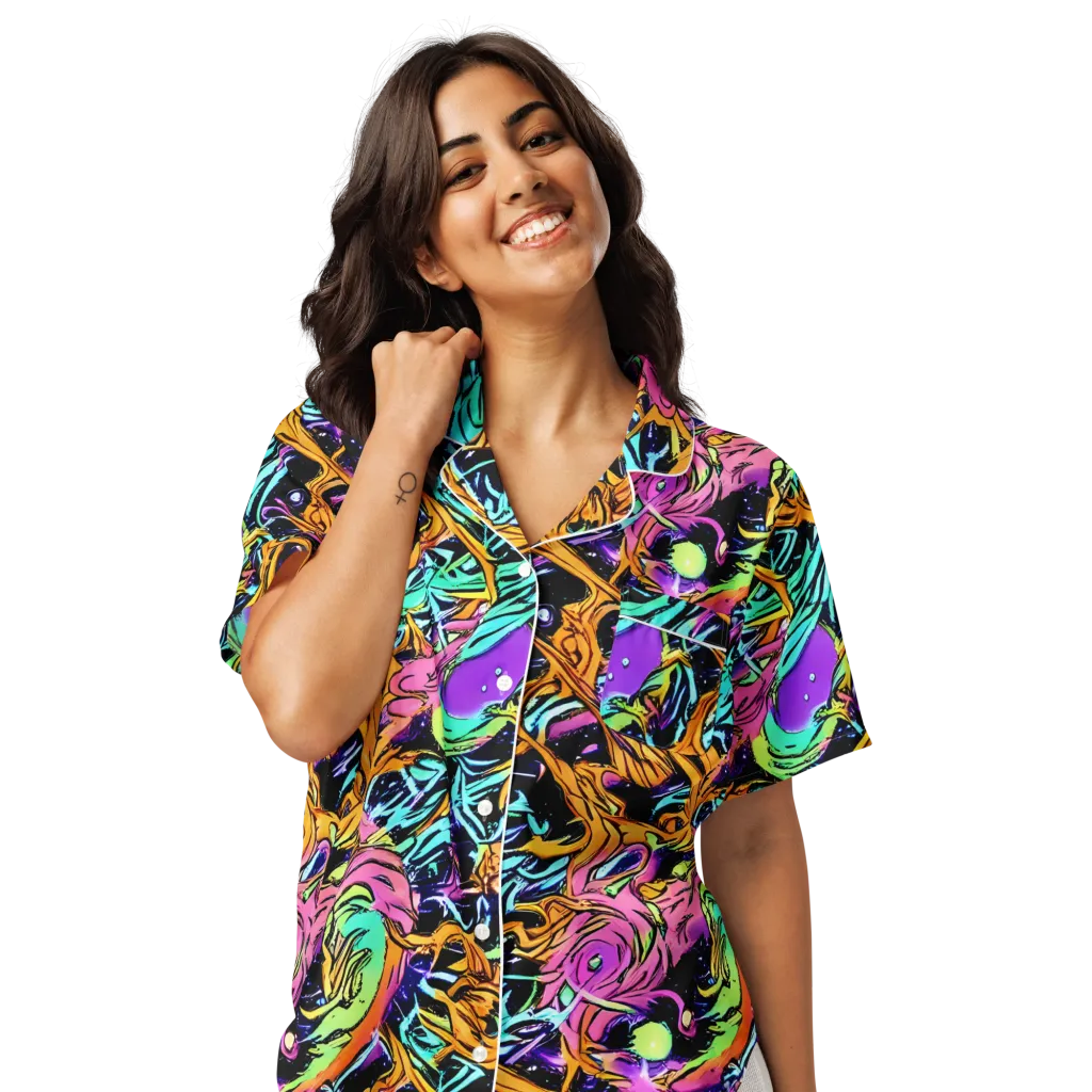 Electric Fluidity on Women's Short Sleeve Pajama Top — Front