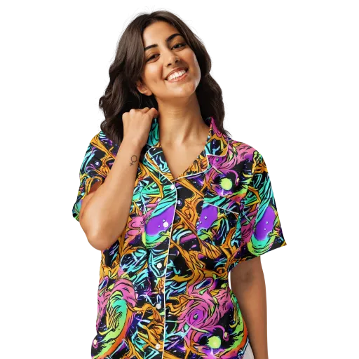 Electric Fluidity on a Women's Short Sleeve Pajama Top