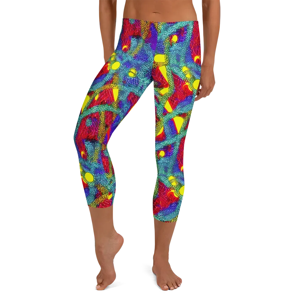 Chromatic Safari on Capri Leggings — Front