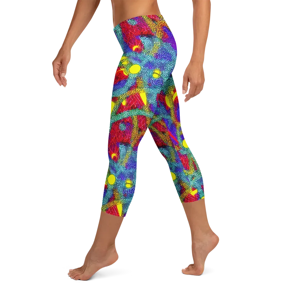 Chromatic Safari on Capri Leggings — Left