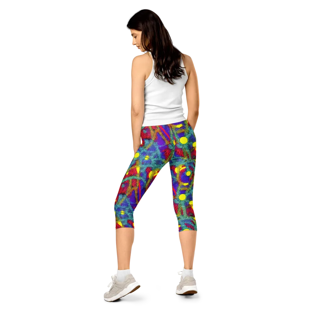 Chromatic Safari on Capri Leggings — Back