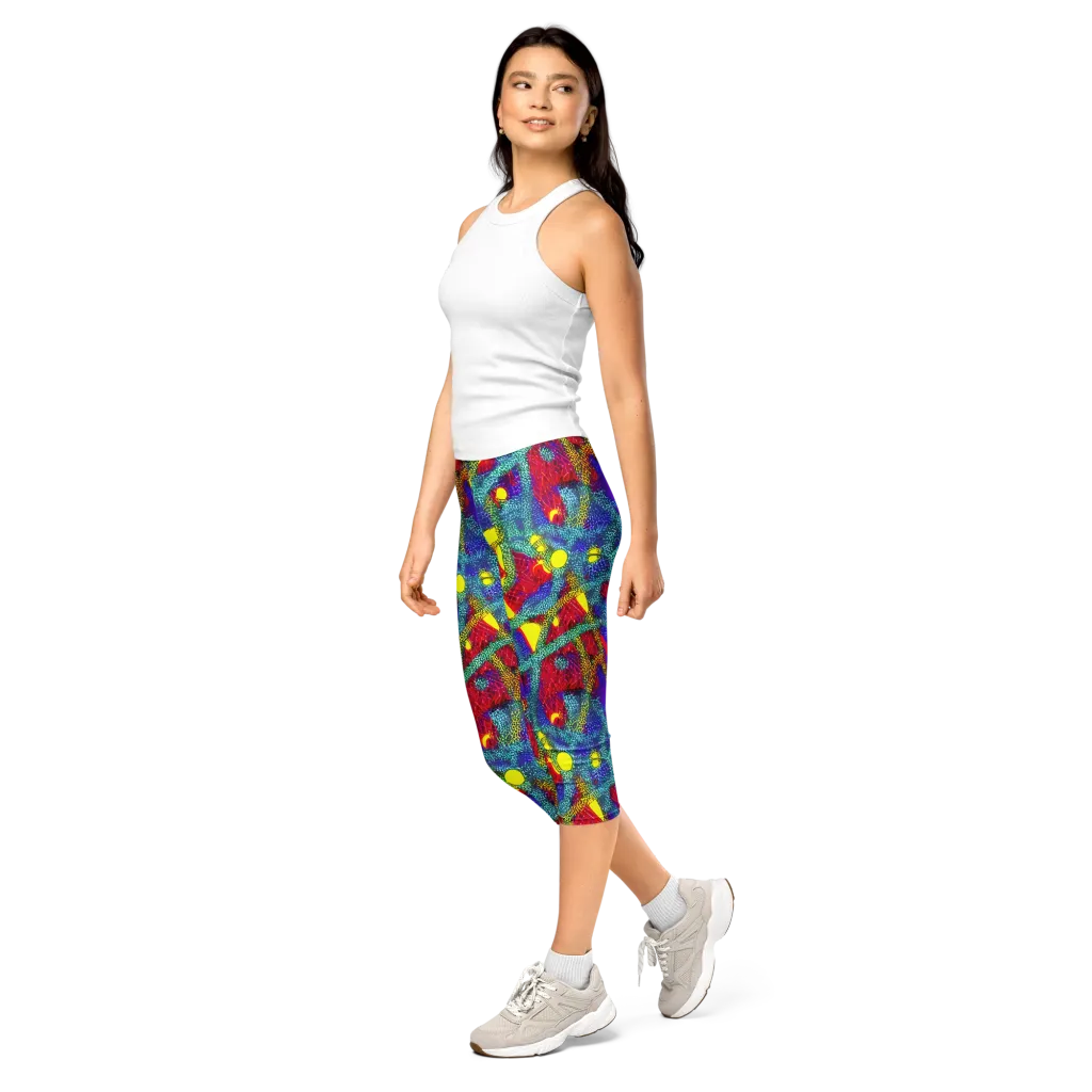 Chromatic Safari on Capri Leggings — Left Front