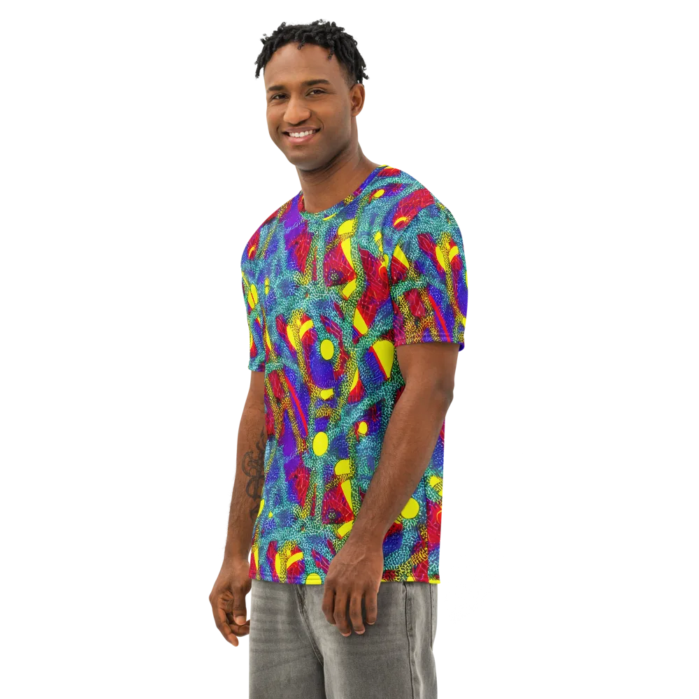 Chromatic Safari on Men's Cotton Crew Neck T-Shirt — Left Front