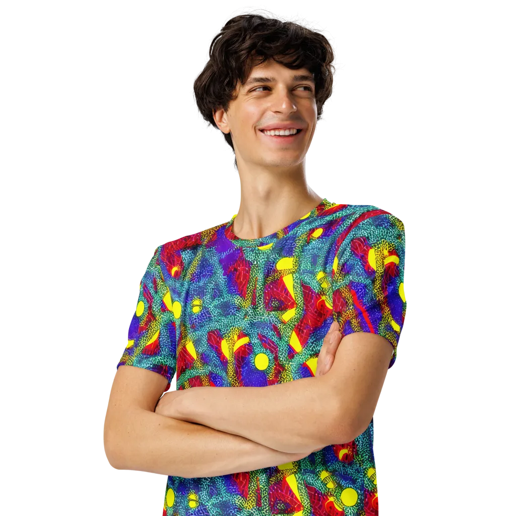 Chromatic Safari on Men's Crew Neck T-Shirt — Left Front