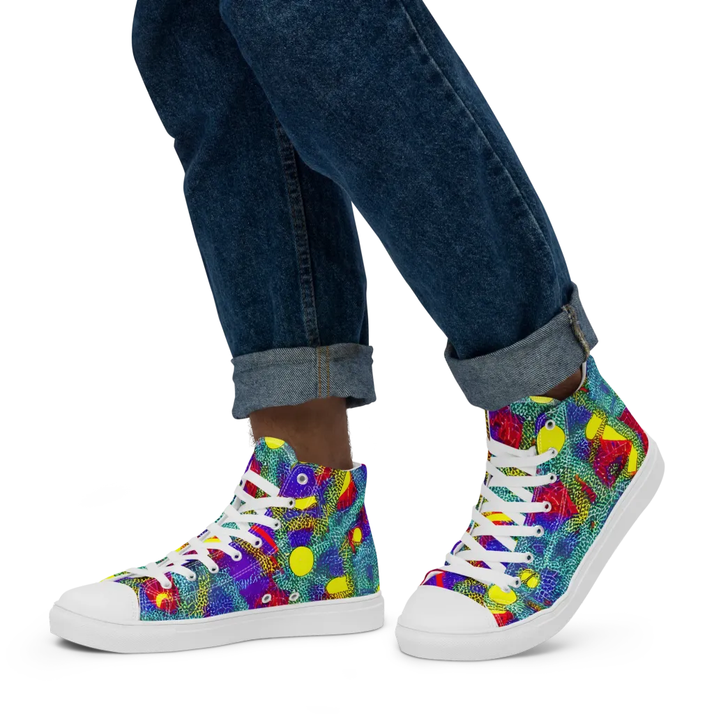 Chromatic Safari on Men's High Top Canvas Shoes — Left