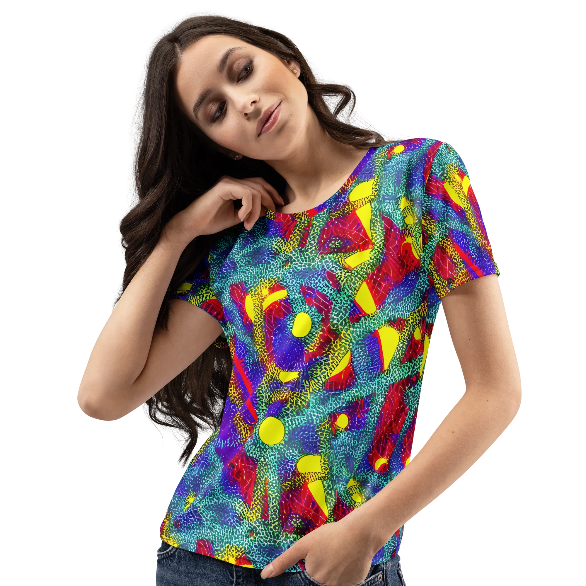 Chromatic Safari on Women's Crew Neck T-Shirt — Left Front
