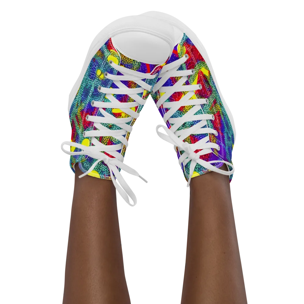 Chromatic Safari on Women's High Top Canvas Shoes — Front