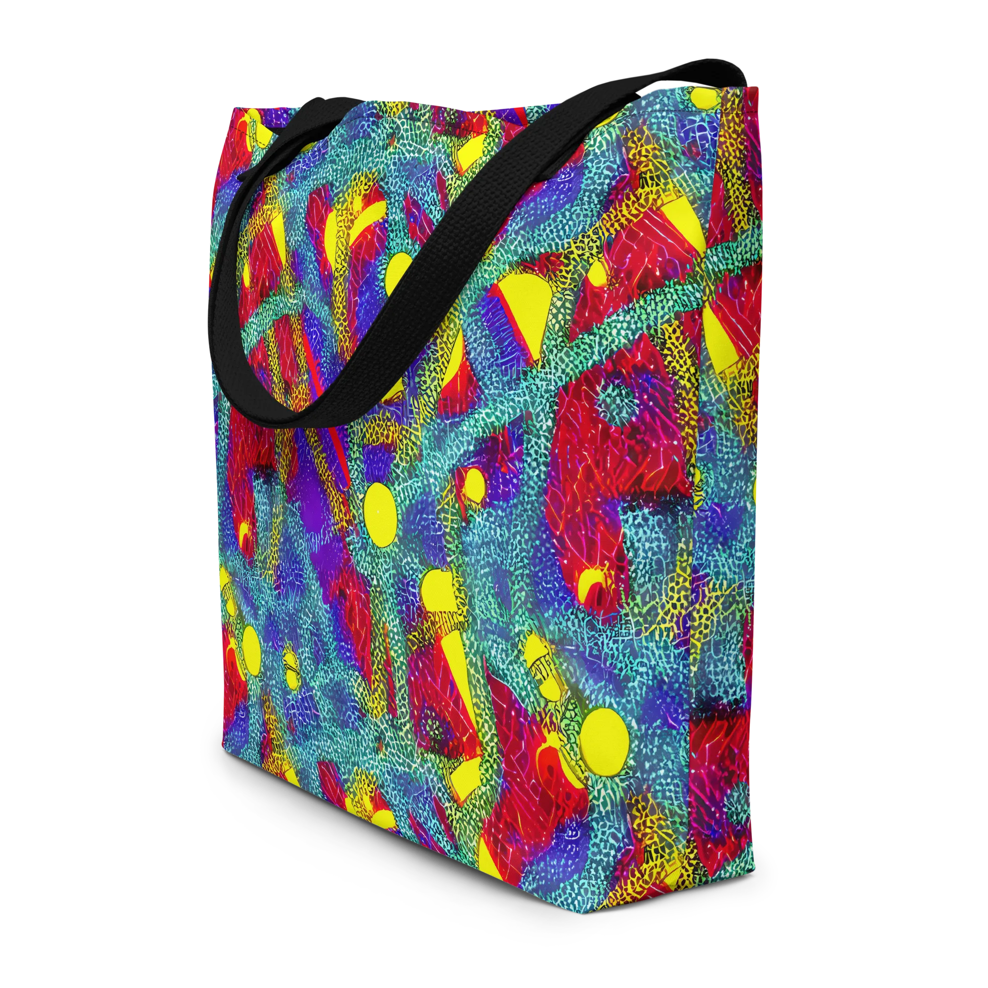 Chromatic Safari on Large Tote Bag W/ Pocket — Front