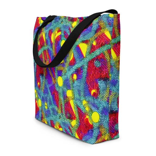 Chromatic Safari on a Large Tote Bag W/ Pocket