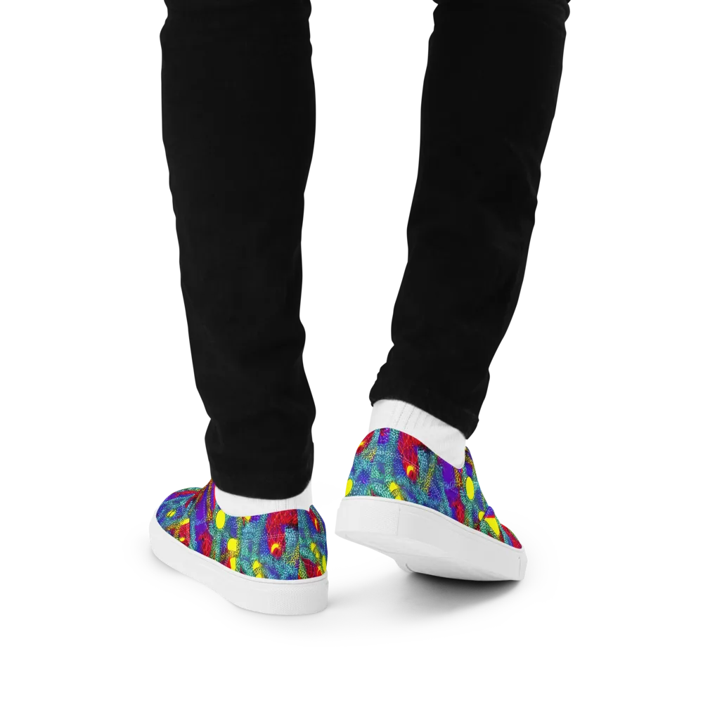 Chromatic Safari on Men's Lace-Up Canvas Shoes — Back