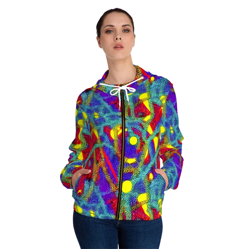 Chromatic Safari on Women's Full-Zip Hoodie — Front On Person