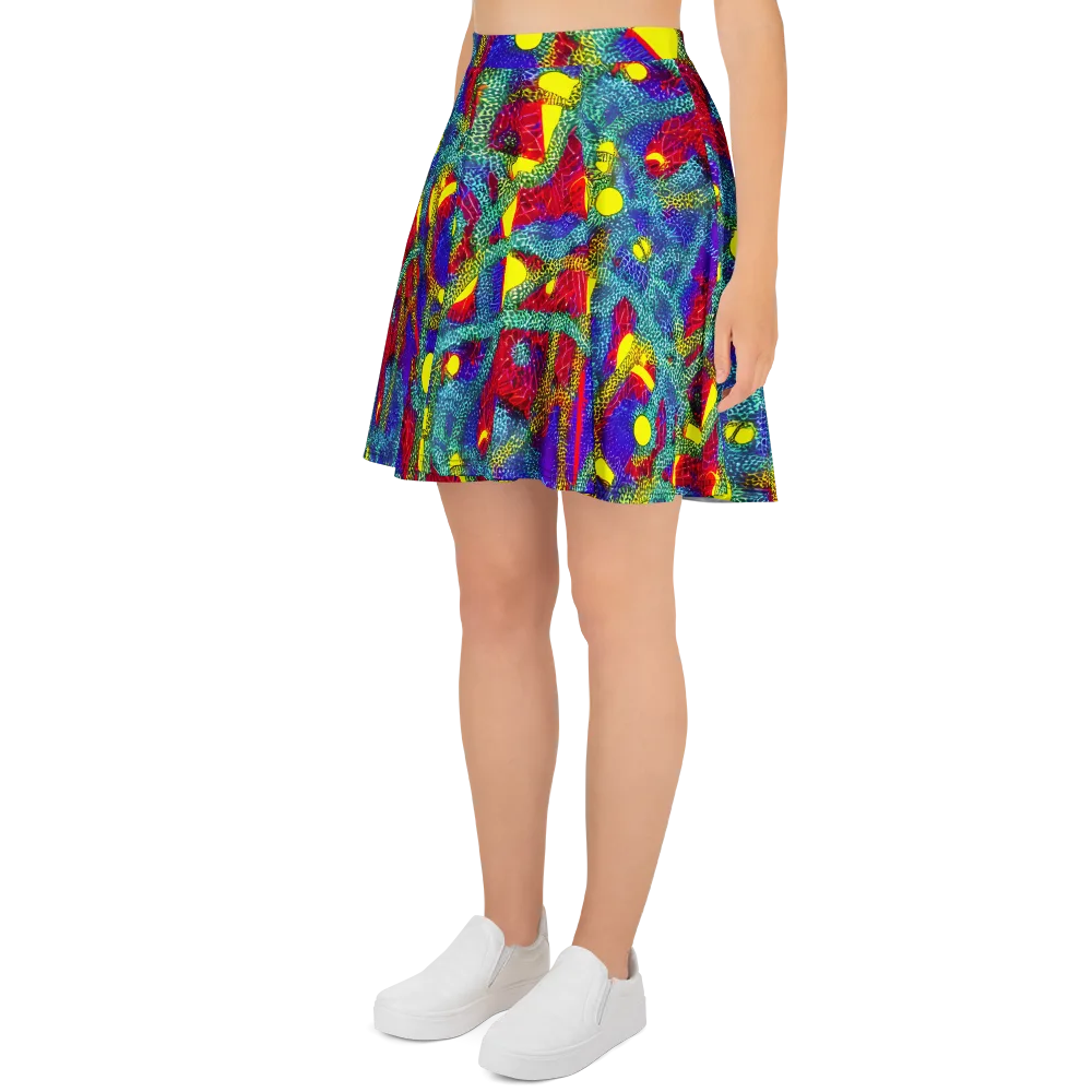 Chromatic Safari on Skater Skirt — Left