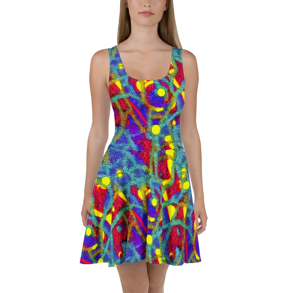 Chromatic Safari on Skater Dress — Front