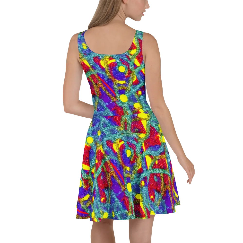 Chromatic Safari on Skater Dress — Back